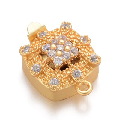 Square Brass Micro Pave Cubic Zirconia Box Clasps KK-M193-03G-NR-1