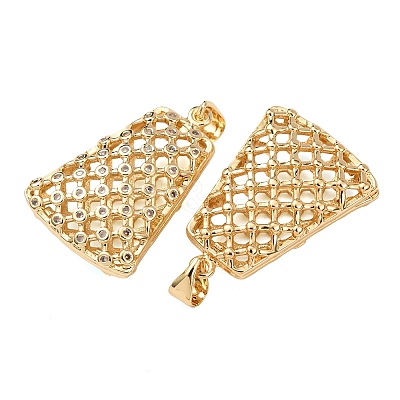 Brass Micro Pave Clear Cubic Zirconia Pendants KK-B184-01G-04-1