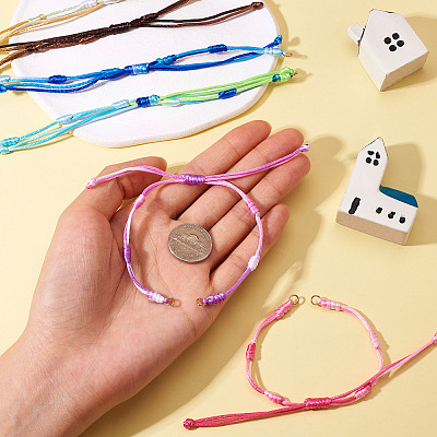 14Pcs 7 Colors Segment Dyed Nylon Braided Cord Bracelet Makings AJEW-TAC00014-1