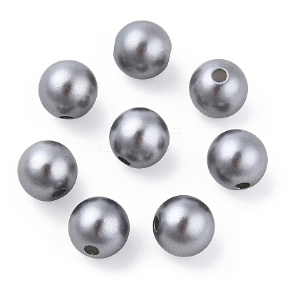 Spray Painted ABS Plastic Imitation Pearl Beads OACR-T015-05B-02-1