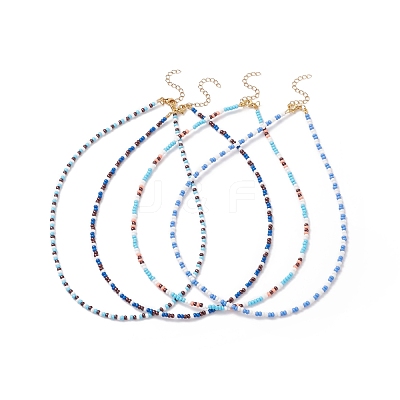 4Pcs 4 Colors Glass Seed Beaded Necklaces Set for Women NJEW-JN03950-1