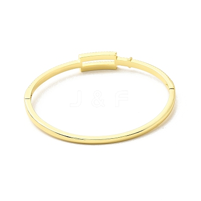 Clear Cubic Zirconia Hollow Out Rectangle Hinged Bangle BJEW-G659-03G-1