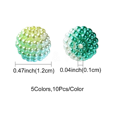 50Pcs 5 Colors Imitation Pearl Acrylic Beads OACR-FS0001-62B-1