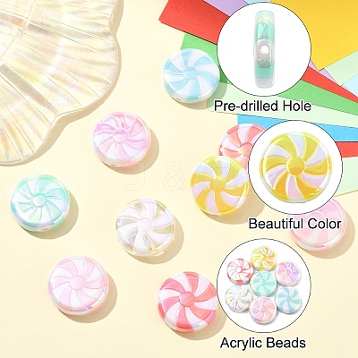 10Pcs UV Plating Opaque Acrylic Beads OACR-YW0002-21A-1