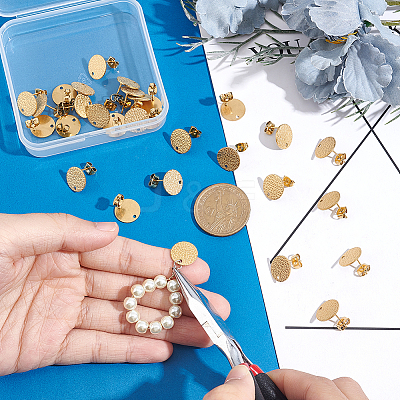 30Pcs Ion Plating(IP) 304 Stainless Steel Ear Stud Findings STAS-UN0042-96-1
