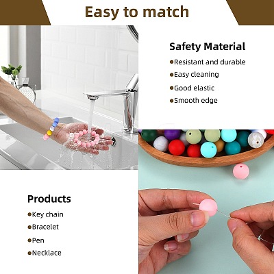 80Pcs Round Silicone Focal Beads SIL-SZ0001-24-19-1