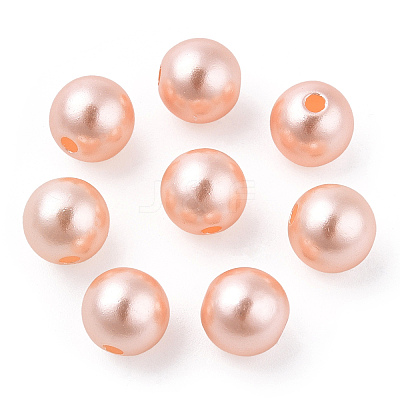 Spray Painted ABS Plastic Imitation Pearl Beads OACR-T015-05B-19-1