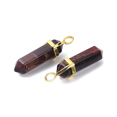 Natural Tiger Eye Pointed Pendants G-G025-01G-37-1