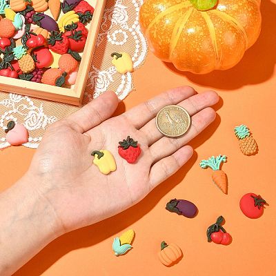 Vegetables and Fruits Theme Resin Cabochons CRES-CJ0001-10-1