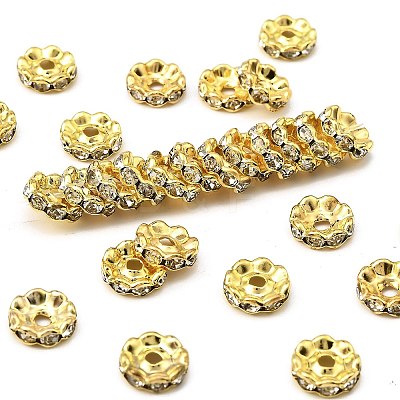 Brass Grade A Crystal Rhinestone Spacer Beads RB-A006-10MM-G-1