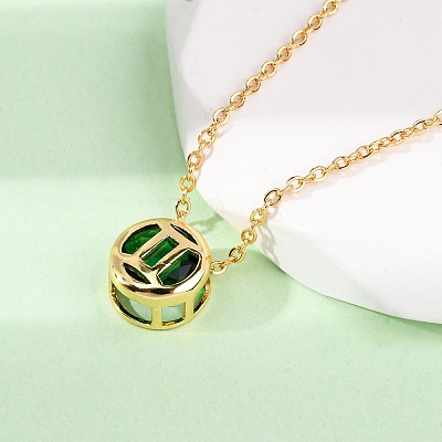 Brass Pave Cubic Zirconia Birth Stone Constellation Pendant Cable Chain Necklaces LS-NJEW-D334-01G-11-1