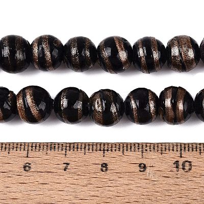 Handmade Gold Sand Lampwork Beads Strands LAMP-Q041-10A-1