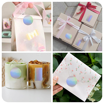 2 Rolls 2 Styles Vinyl Plastic Printable Holographic Stickers OFST-TA0001-11B-1