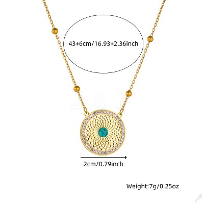 304 Stainless Steel & Synthetic Turquoise & Rhinestone Stud Earrings & Pendant Necklaces Sets FS-WG392A2-01-1