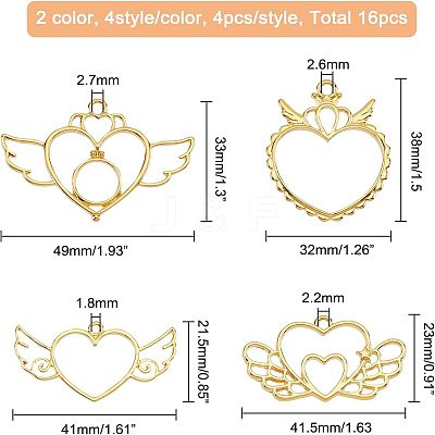 16Pcs 4 Style Alloy Open Back Bezel Big Pendants FIND-OC0001-65-1