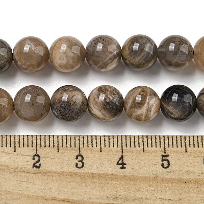 Natural Black Moonstone Beads Strands G-Q183-A01-01-1