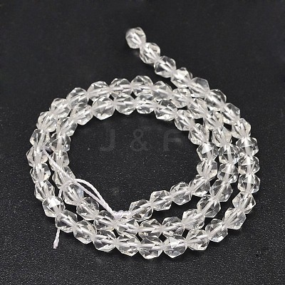 Faceted Natural Quartz Crystal Beads Strands G-K066-08-6mm-1