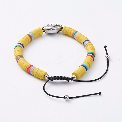 Handmade Polymer Clay Braided Beads Bracelets BJEW-JB05054-04-1