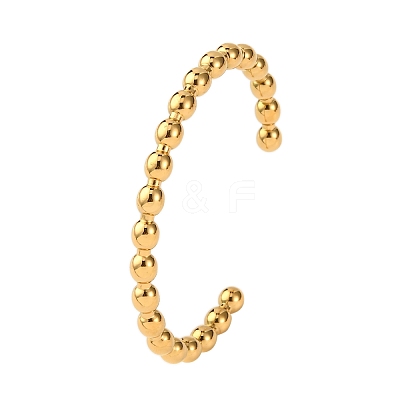 304 Stainless Steel Beads Cuff Bangles for Women BJEW-G749-18G-1