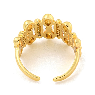 Bowknot & Horse Eye Clear Cubic Zirconia Open Cuff Ring RJEW-L121-001G-1