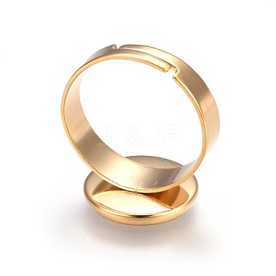 Ion Plating(IP) Adjustable 201 Stainless Steel Finger Rings Components STAS-G187-01G-12mm-1