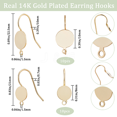 20Pcs 2 Styles Brass Earring Hooks KK-BBC0011-29-1