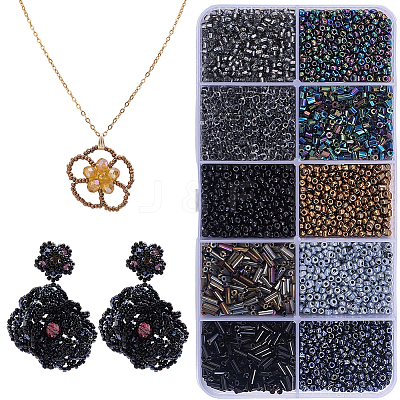 100G 10 Styles Glass Seed Beads SEED-PA0001-47-1