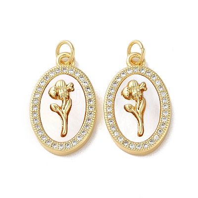 Brass Micro Pave Clear Cubic Zirconia Pendants KK-B083-20G-01-1