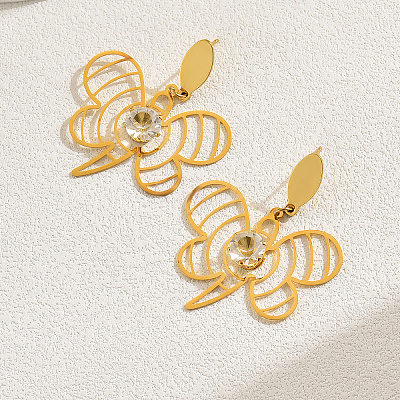 Elegant Tassel Butterfly 201 Stainless Steel Stud Earrings PO0669-1