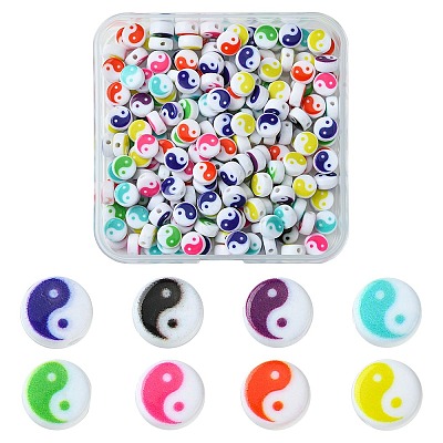 200Pcs Printed Opaque Acrylic Beads OACR-FS0001-54-1
