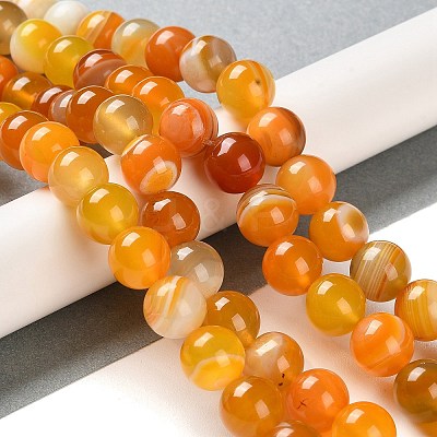 Natural Striped Agate/Banded Agate Beads Strands G-Z060-A01-C25-1
