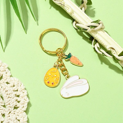 Easter Egg & Rabbit & Carrot Alloy Enamel Pendant Keychain KEYC-JKC00580-01-1