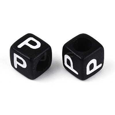 Initial Acrylic Horizontal Hole Beads OACR-ZX006-35P-1