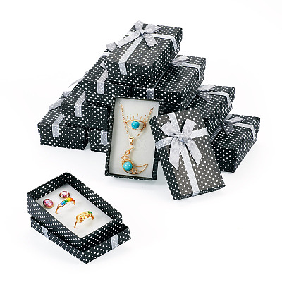 Polka Dot Print Cardboard Jewelry Gift Boxes with Bowknot X1-CON-TAC0001-10E-1
