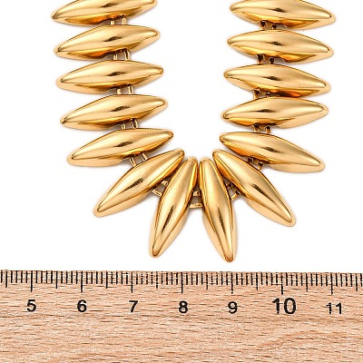 304 Stainless Steel Spiked Horse Eye Beaded Necklaces for Women NJEW-Z080-01G-1