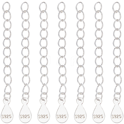 10Pcs 925 Sterling Silver Curb Chain Extender STER-BBC0006-11-1