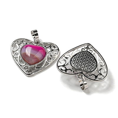 Natural Banded Agate Dyed Peach Love Heart Pendants G-G158-01X-1