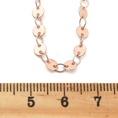 Brass Cable & Flat Sequin Chains Necklaces for Women NJEW-D302-44RG-1