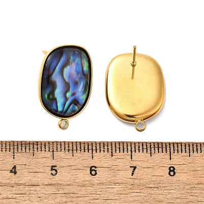 304 Stainless Steel Pave Natural Paua Shell Stud Earring Findings STAS-Z125-07G-1