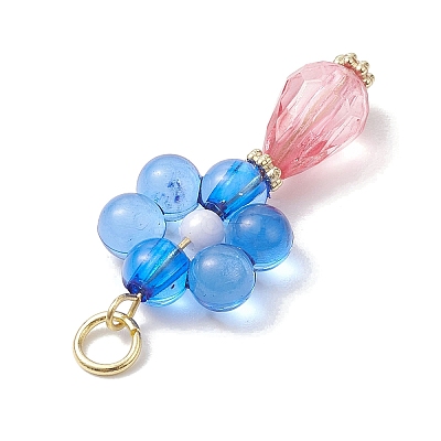 Flat Round Acrylic Pendant Necklaces PALLOY-JF02613-1