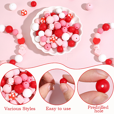 136Pcs Silicone Beads SIL-PA0001-52-1