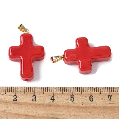 Handmade Lampwork with Brass Pendants LAMP-I030-01G-04-1