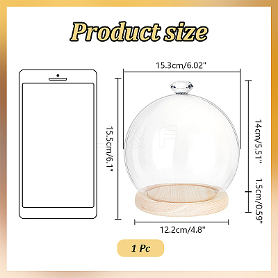 Diamond Glass Dome Cover AJEW-WH0348-294D-02-1