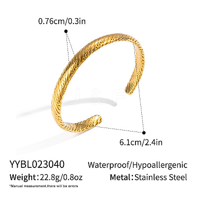 7.6MM 304 Stainless Steel Vintage Crinkled Thin Ppen Cuff Bangles for Women DW7125-1