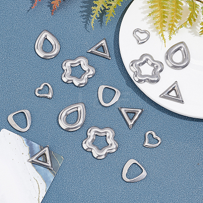 40Pcs 5 Style 304 Stainless Steel Linking Rings STAS-UN0023-67-1