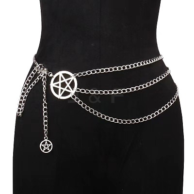 Pentagram Alloy with Aluminium 3 Layer Waist Belly Chains for Women FS-WGF67DF-01-1