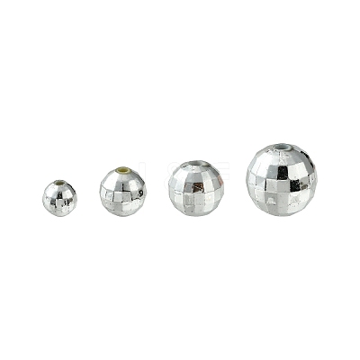 Faceted Round Plated Acrylic Beads PACR-YW0001-21-1