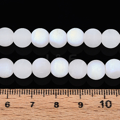 Frosted Imitation Jade Glass Beads Strands GLAA-T032-J8mm-MBB01-1