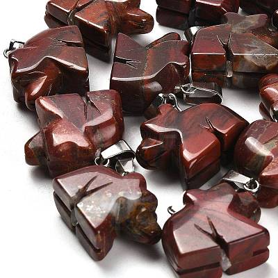 Natural Red Rainbow Jasper Pendants G-B127-02P-02-1