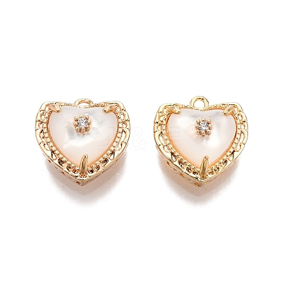 Brass Micro Pave Clear Cubic Zirconia Charms KK-C005-04G-1